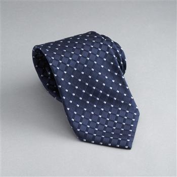 Checked Silk Tie x0022, Navy, large image number 0