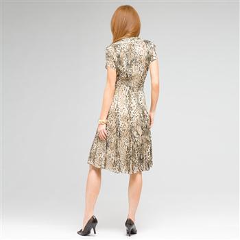 Tie Front Animal Print Dress x0029, New Rattan Multi, large image number 1