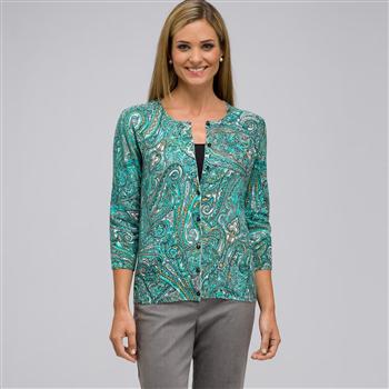 3/4 Sleeve Crew Neck Cardigan x0072, Multi, large image number 0