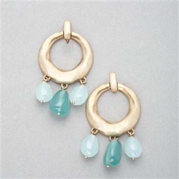 Turquoise and Gold Hoop Earring x0015, Gold, large image number 0