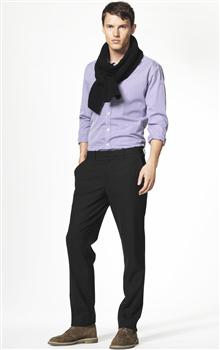 Microcheck Straight Leg Trousers x0088, , large image number 2