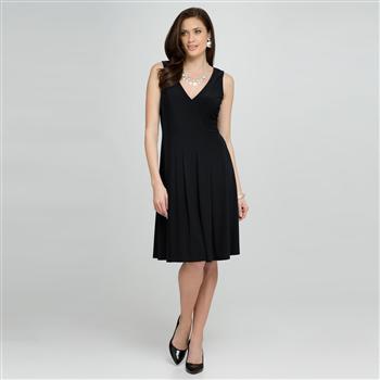 V-Neck Dress (Plus) x0018, Black, large image number 0
