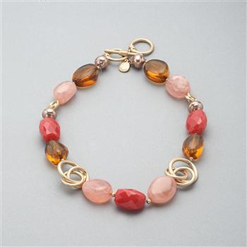 Pink Quartz Necklace x0044, Gold, large image number 0