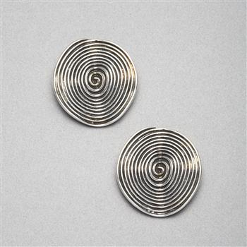 Silver Button Earrings x0044, Silver Ox, large image number 0