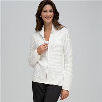 Textured Zip Front Cardigan x0086, Sugar, large image number 0