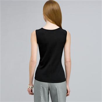Sleeveless Scoop Neck Shell. x0051, Black, large image number 1