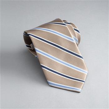 Striped Silk Tie x0085, Taupe, large image number 0