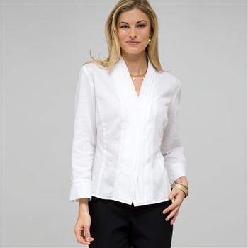 Drape Neck Blouse x0032, White, large image number 0