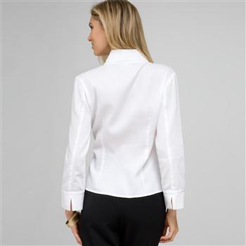 Drape Neck Blouse x0032, White, large image number 1