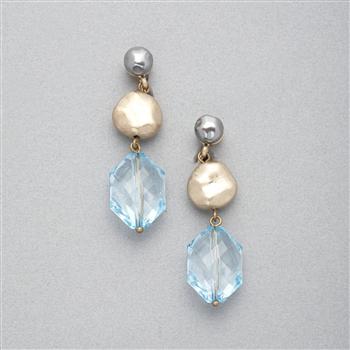 Blue and Gold Clip On Earring x0072, Blue, large image number 0