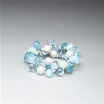 Green and Blue Stretch Bracelet x0025, Silver, large image number 0