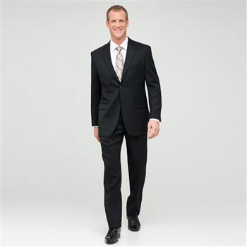 Black Single Pleat Athletic Fit Wool Suit x0059, Black, large image number 0