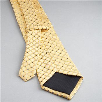 Checked Silk Tie x0047, Yellow, large image number 1
