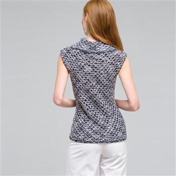 Sleeveless Cowl Neck Top x0081, White Multi, large image number 1