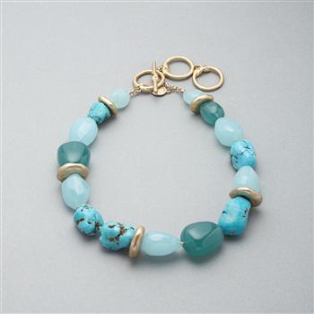 Turquoise and Gold Necklace x0018, Gold, large image number 0