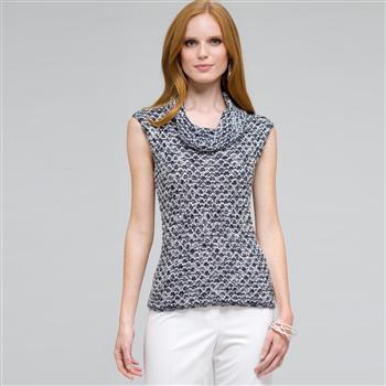 Sleeveless Cowl Neck Top x0081, White Multi, large image number 0