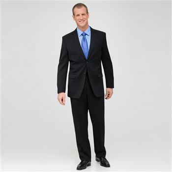 Black Flat Front Wool Suit, Black, large image number 0