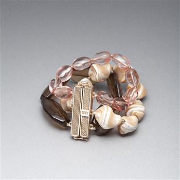 Pink and Brown Bracelet x0058, Gold, large image number 1