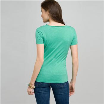 Scoop Neck Tee With Applique x0032, , large image number 1