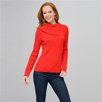 Long Sleeve Button Out Turtle Neck x0069, Fire Red, large image number 0