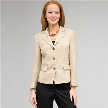 Notch Collar Basket Weave Jacket x0098, New Rattan Multi, large image number 0