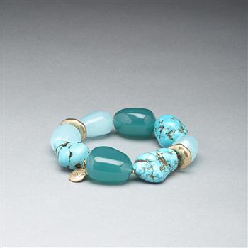Turquoise and Gold Bracelet x0078, Gold, large image number 0