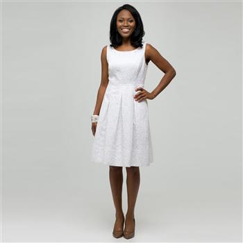 White Dress with Jewel Neckline x0078, White, large image number 0